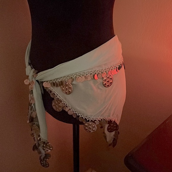 Gorgeous aqua coin bellydance wrap - Picture 3 of 4